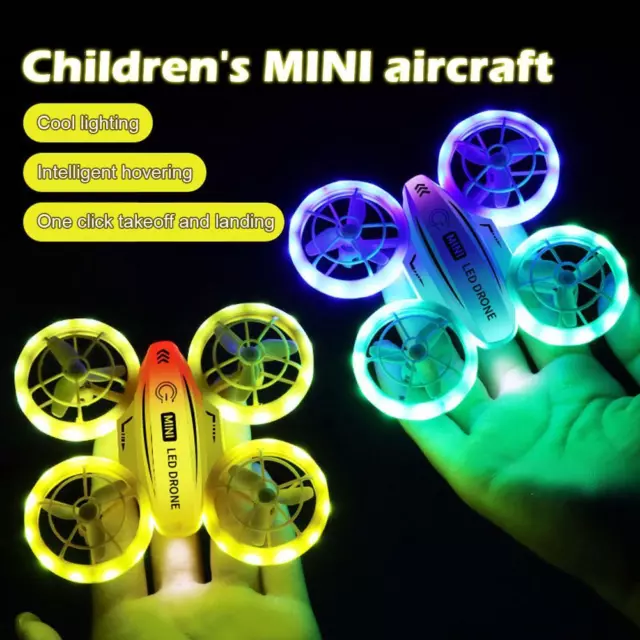 Mini Remote Control Drone Flying Toys for Kids Colorful LED Quadcopter