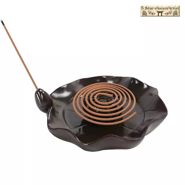 Ceramic Backflow Incense Cone Burner Holder Glaze Waterfall &10/60 Cones Gift