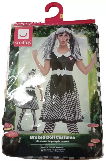Bambola rotta donna abito elegante inquietante dolly scuro adulti costume di Halloween (S)