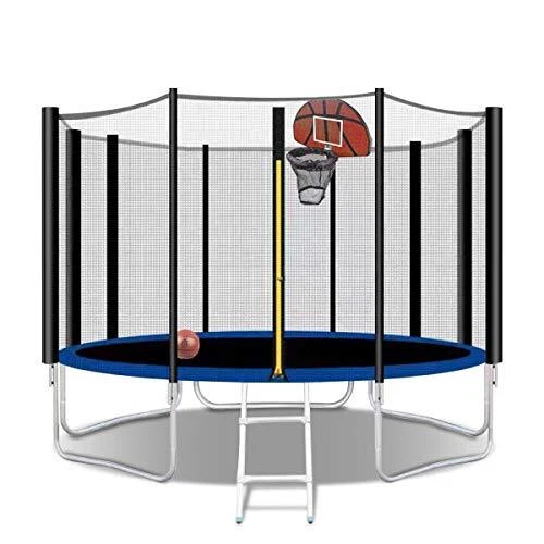 Trampoline for Adults, Outdoor Trampoline with Safety Enclosure Net and Ladder