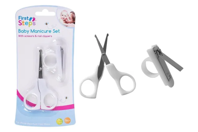 First Steps Baby Manicure Set with Scissors & Nail Clippers WHITE