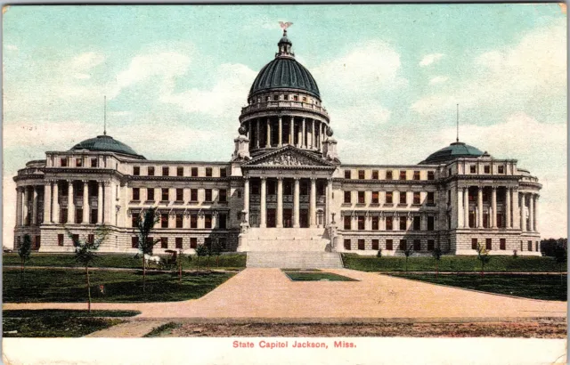 Jackson MS- Mississippi, State Capitol, Front View, Vintage Postcard