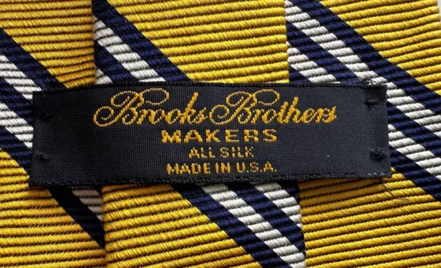 Current BROOKS BROTHERS MAKERS TIE YELLOW BLUE Mini BB#1 Repp Tie $98.50 2