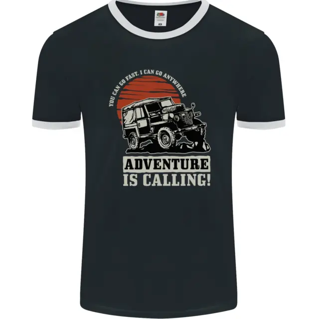 T-shirt Ringer da uomo Adventure Is Calling 4X4 Off Roading Road fotol