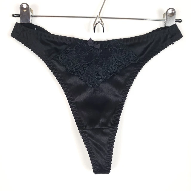 Vintage Women Panties Hi-Cut Satin Thong Small Floral Tapestry