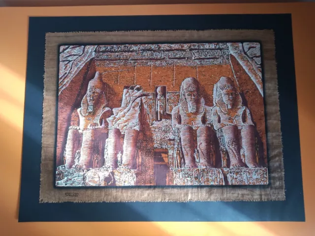 Papiro egiziano tempio Abu Simbel - Antico Egitto - misure 60 x 40 cm circa