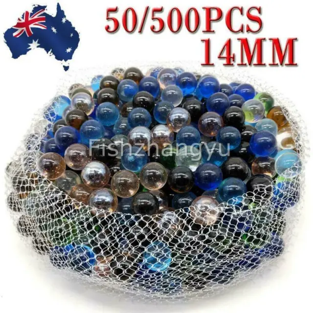 50/500PCS Kids Play Glass Marbles 14mm Mixed Color Home Decoration New