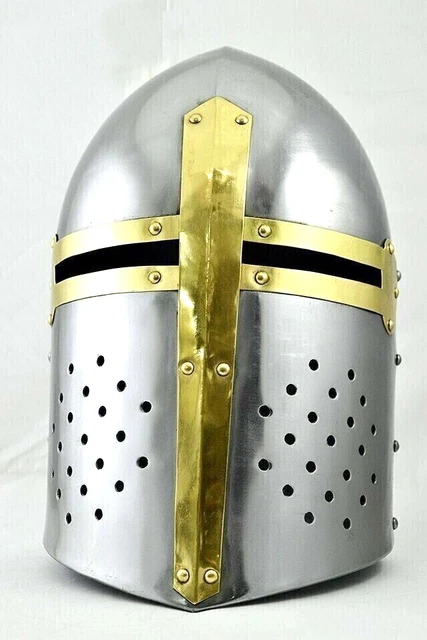 CASQUE DE CHEVALIER templier médiéval grand casque croisé casque acier CASQUE DE CHEVALIER templier médiéval grand casque croisé casque acier