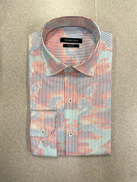 Bugatchi Men’s Classic Fit Long Sleeve Abstract Cotton Shirt/NWT/Originally $150