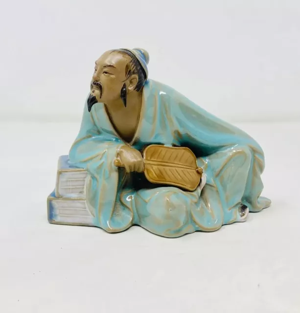 Shiwan Wise Man Chinese Man Ornament Figurine Vtg 60s 70s GAL