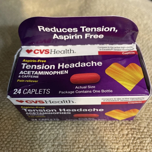 CVS HEALTH TENSION Headache Acetaminophen AspirinFree 24 Caplets Exp
