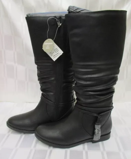 LADIES JD WILLIAMS Black Leather Knee Boots Size 6E 14.99