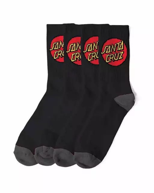 Santa Cruz - Classic Dot 4 Pack Youth Socks Black