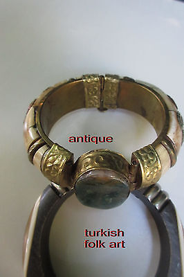 great antique ottoman bracelet bone agate stone trumpet closure 2