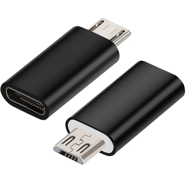2 X MICRO USB Male to Type C Female Converter USB-C Adapter Converter ...