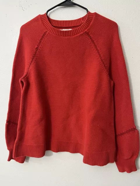 Ann Taylor Loft Sweater Womens Large Red Knit Crew Neck Pullover