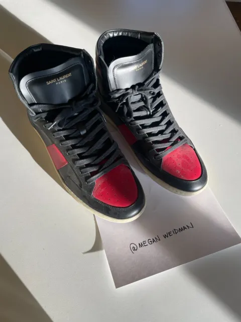 Saint Laurent Men's Court Classic SL/10H, High Top Sneakers Red / Black Size 46