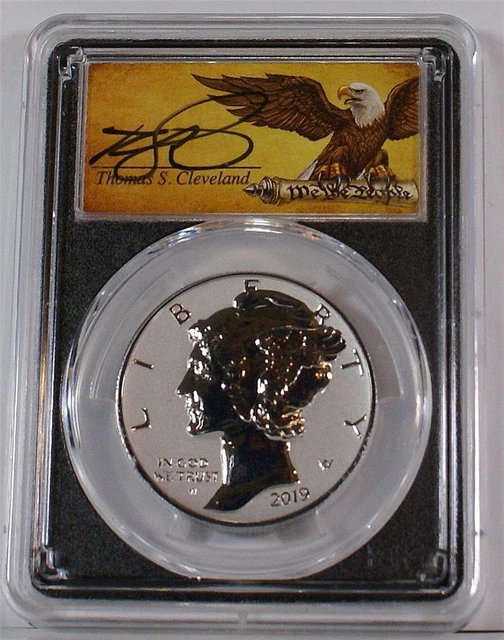 2019-W $25 .9995 Reverse Proof Palladium Eagle PCGS PR70 FDOI Cleveland Signed