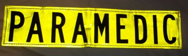 Reflexite Yellow  Sew On Back Patch PARAMEDIC NOS 4 x 17 3/4"