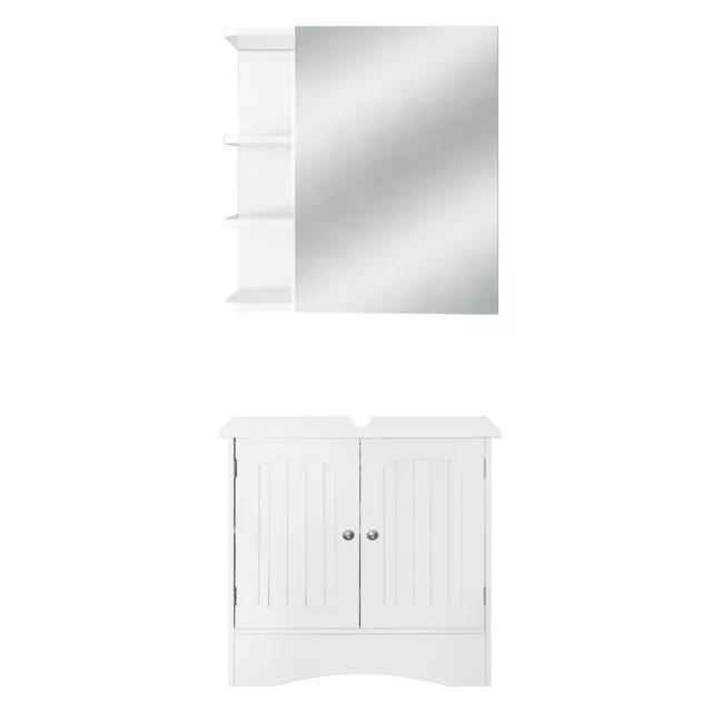 Set de 2 muebles de baño colgante bajo lavabo madera MDF material montaje blanco