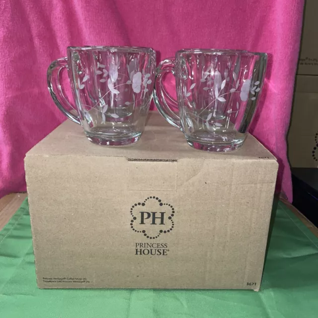 PRINCESS HOUSE HERITAGE Crystal Set Of 4 Coffee Mugs New In Box