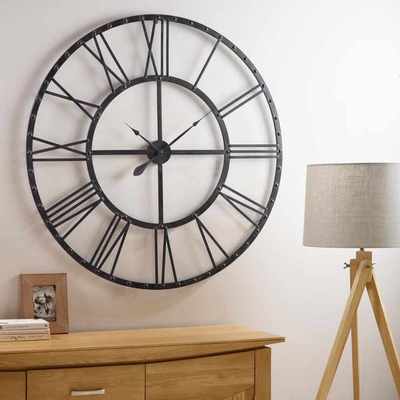 EXTRA Large Rotondo Orologio Da Parete Numeri Romani Scheletro GIGANTI OPEN FACE 60CM 