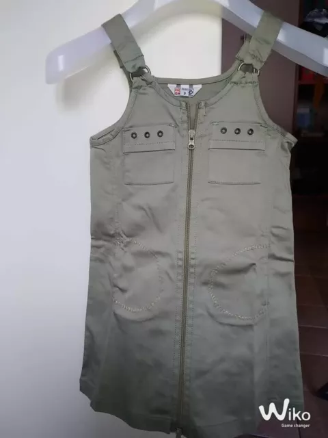 abito bimba 3 anni "Melby child" in cotone colore verde e ricami dorati