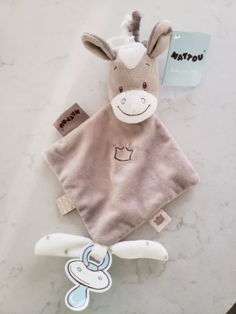 New Nattou Donkey Horse Comfort Blanket Soother Blankie Baby Plush Crown