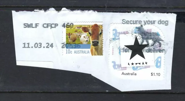 Australia Dairy + Star stamps on piece. Very Fine Used. FU.