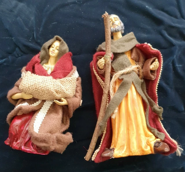 Krippenfigur Maria Mit Jesuskind Und Josef Antik