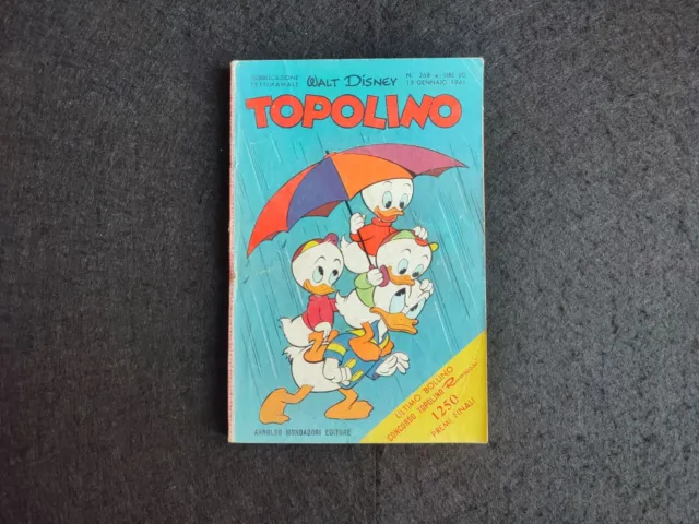 TOPOLINO LIBRETTO Nr. 268 Ed. Mondadori 1961 CON FIGURINE E RIVAROSSI ***
