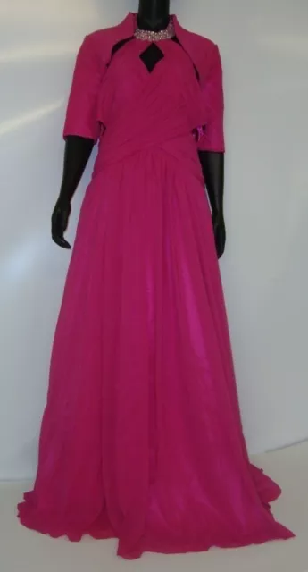 Boda Vestido Mujer Largo de Noche Dama Honor Anudado Al Cuello Fucsia 44 Nuevo