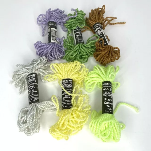 Needloft Miscellaneous Colors Plastic Canvas Yarn Lot of 6 10 Yards Nylon New