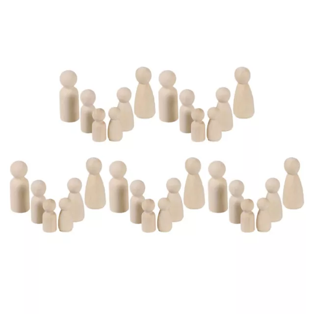 Unpainted Wooden Peg Dolls Assortment of 30 for Crafters and Artists