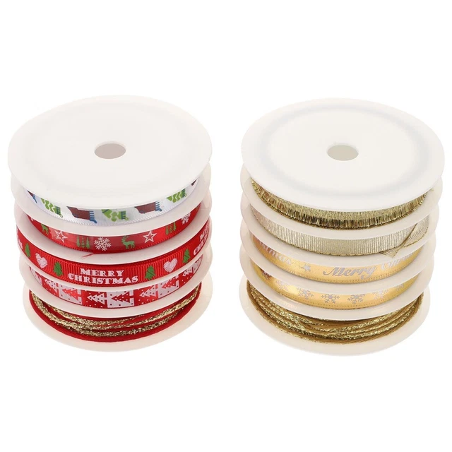 2 Sets Weihnachten Bänder Glitter Rot Frohe Weihnachten Rentier Schneeflocke 10
