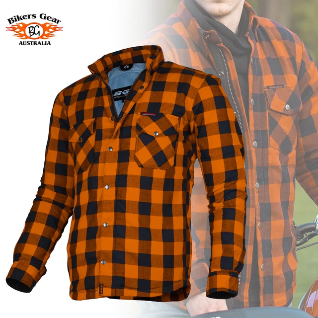 Linea Camicia Flanella Australian Biker Uomo Moto Moto Sport con Kevlar