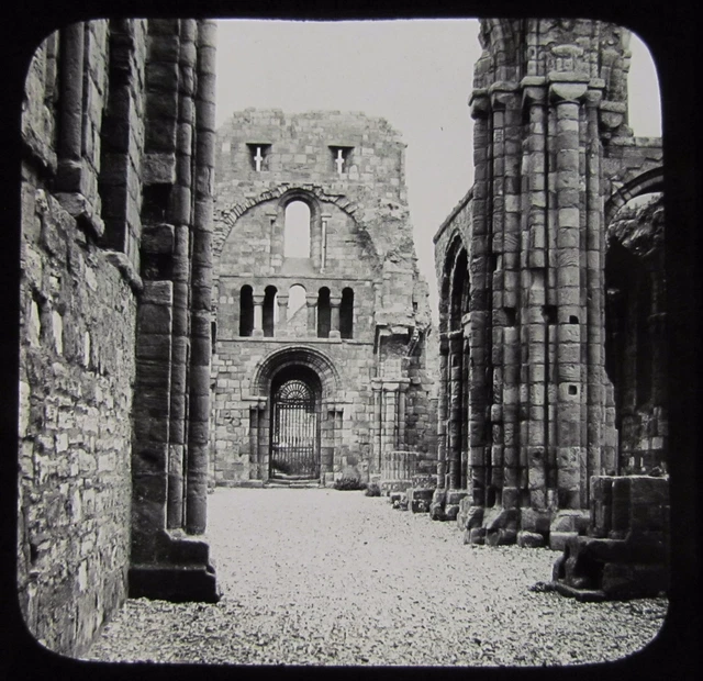 Glass Magic Lantern Slide LINDISFARNE ABBEY NO2 C1900 PHOTO NORTHUMBERLAND