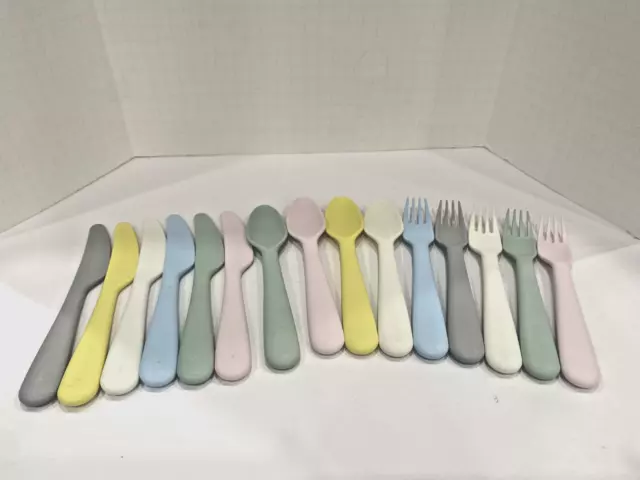 IKEA KALAS 15 Plastic Forks Spoons Knives Safe for Babies Kids Pastel Flatware