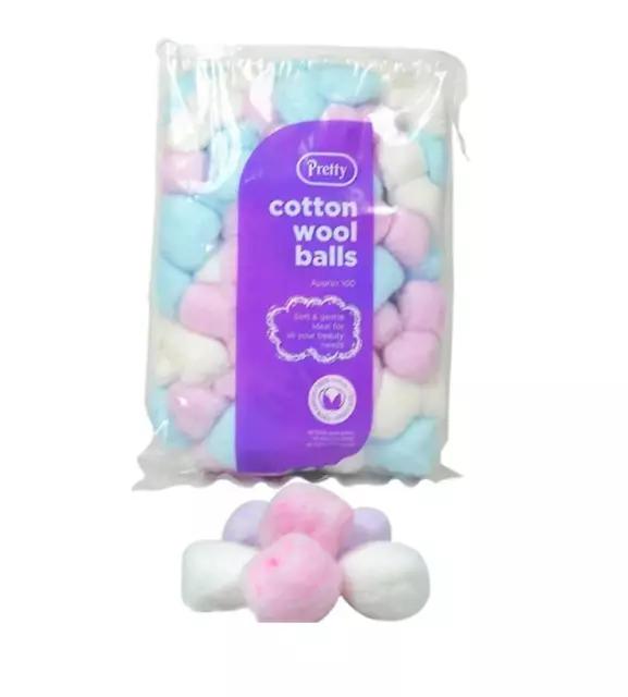 Cotton Wool Balls Makeup Remover 100% pure cotton by Pretty Babies Soft Colours