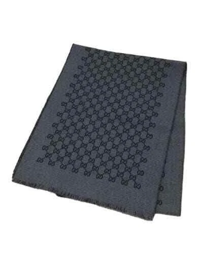 HERMES Gucci   Double Jacquard GG Wool Scarf   Scarf   Wool   BLK GRY   33x175cm