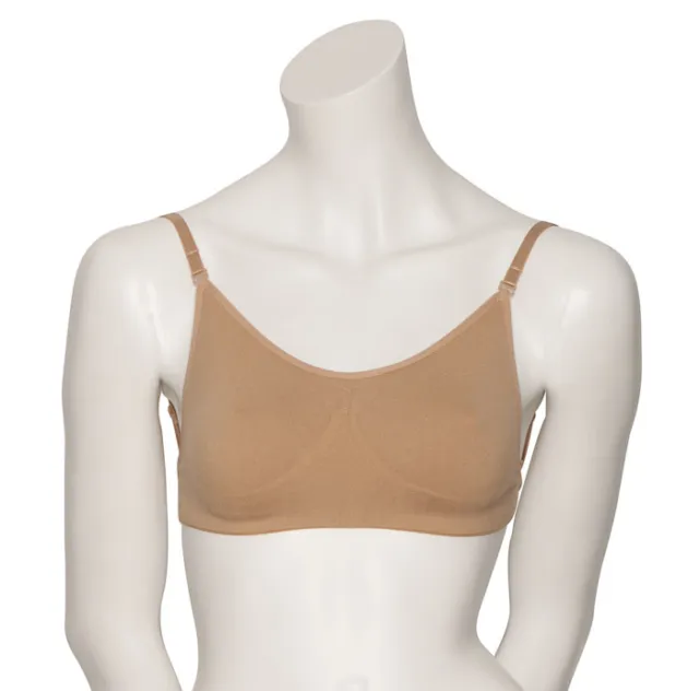 Nude Dance Bra.Seamless Clear Back.Skin.Clear & Flesh Adjustable  Straps.Fast UK