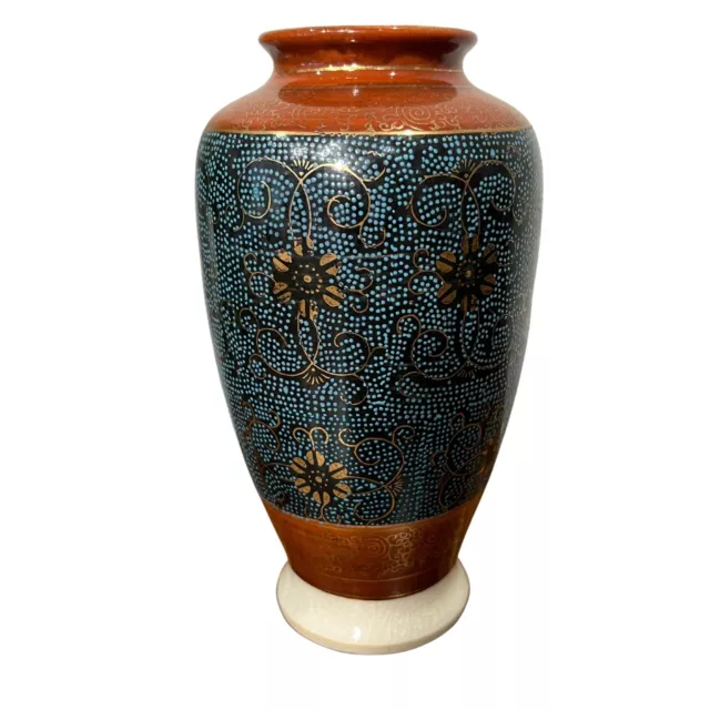 Antique (1890-1920) Asian Satsuma Stamped Handmade Japan Pottery Flower/Bud Vase