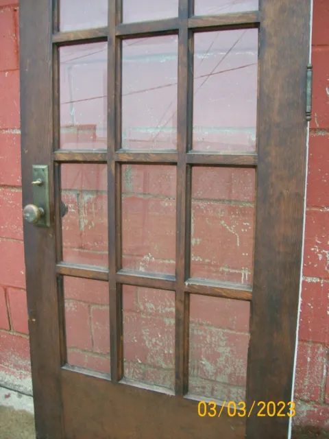 Antique Beveled Glass Door, 18 Panes, Ca. 1900 w Hardware, Beautiful No damage! 3