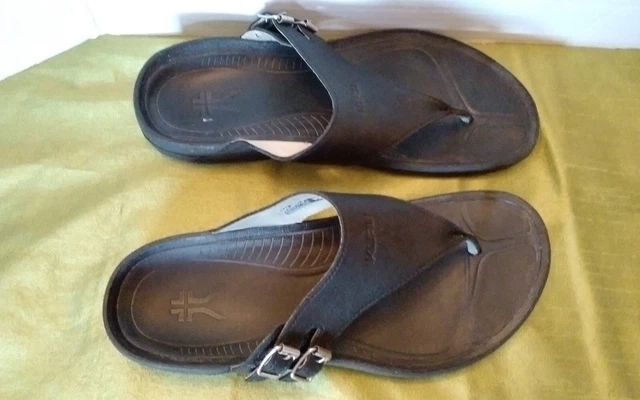 Womans Sandals Kuru Size 10 Black Comfort Flip Flop Thong Adjustable Buckles
