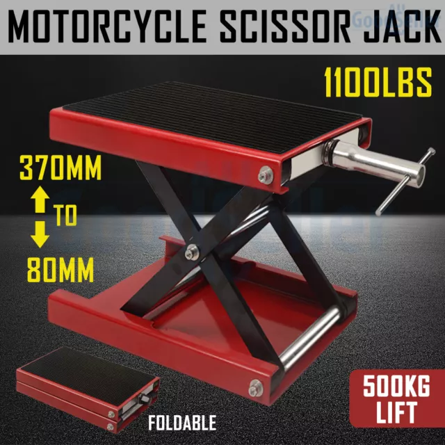 1100lb Motorcycle Scissor Lift Stand 500KG Motorbike Lift Working Bench ATV Jack