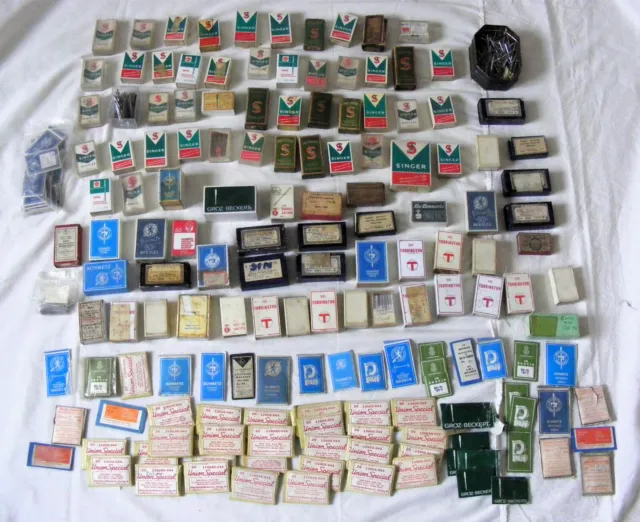 Huge Job Lot Of Vintage Sewing Machine Needles Boxes & Packets Singer Schmetz +