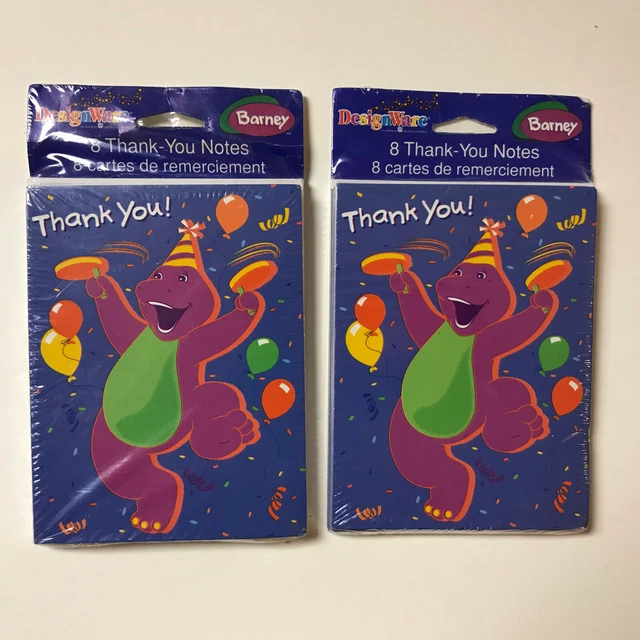 BARNEY THE DINOSAUR Thank You Notes 2 Packages of Eight Cards NEW ...