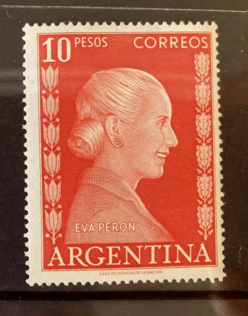 ARGENTINA 1952 Eva Peron definitives donna 10 peso grande formato SC# 616 nuovo di zecca