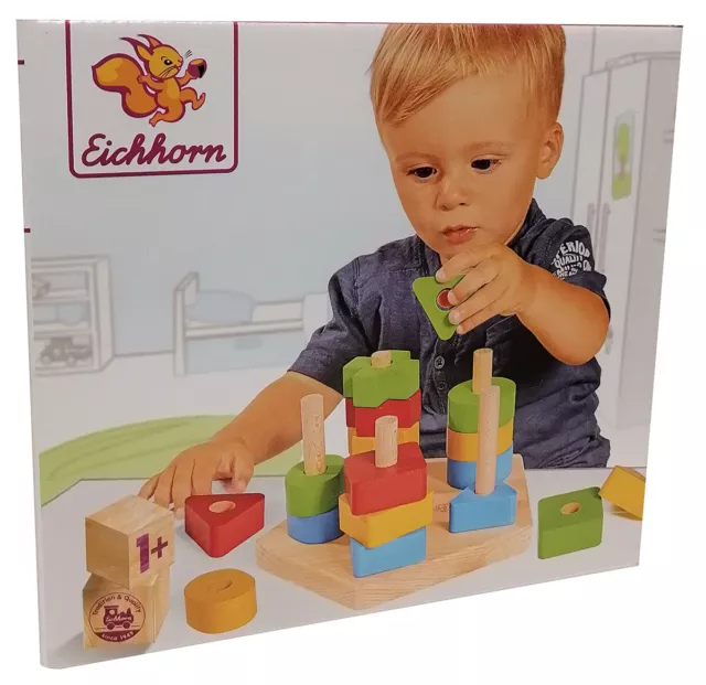 Simba Eichhorn 10 000 2087 Holz Steckspiel farbigen Formen Lernspielzeug Kinder