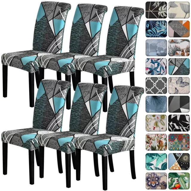 Senllori Dining Room Chair Covers Set of 6,Stretch Printed Pattern Parsons Ch...